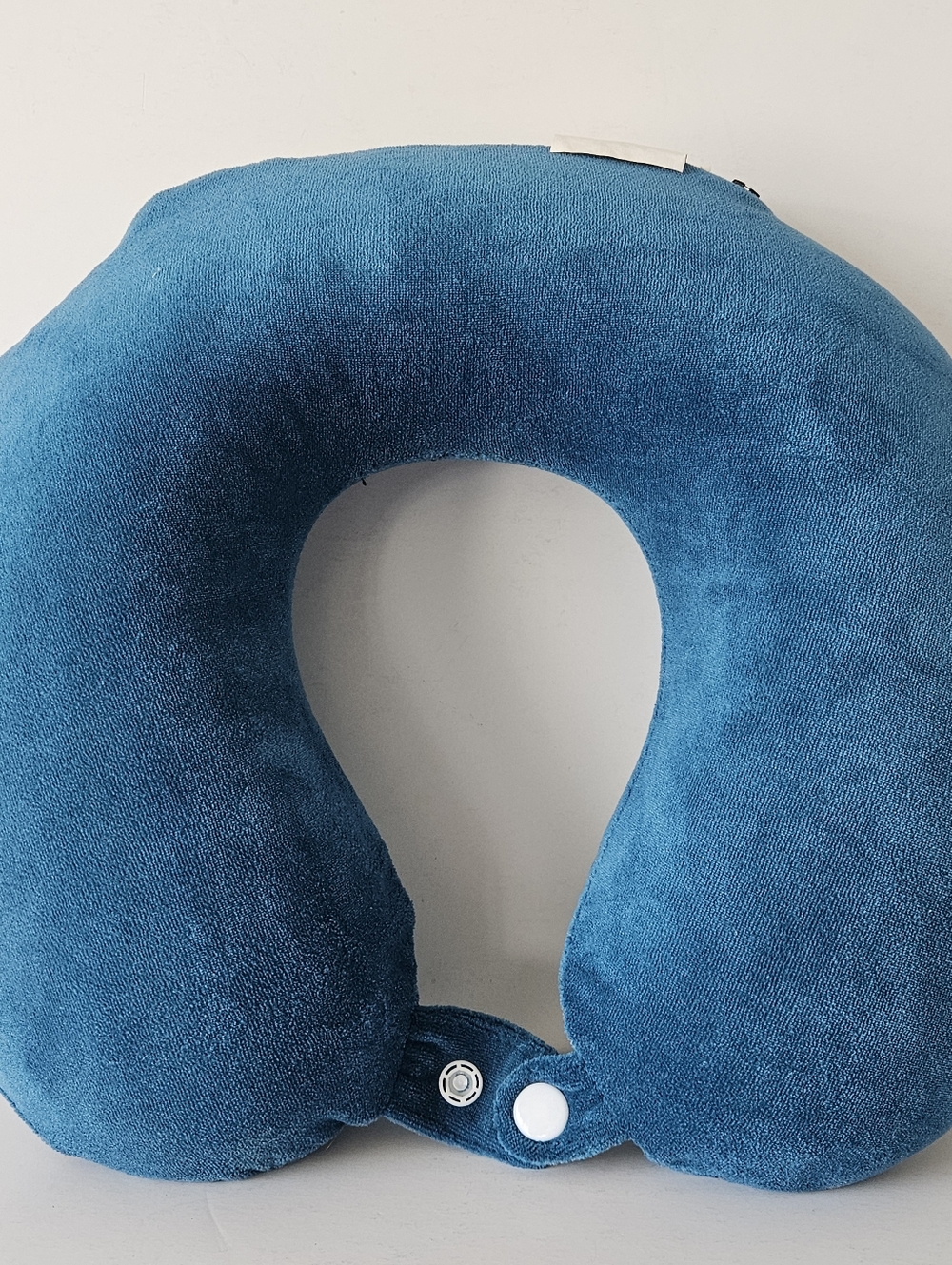 Memory Foam Soft Teal Blue Cloth Fabric Covered Travel Neck Pillow with Double